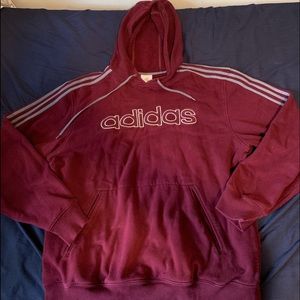 Burgundy Adidas Spellout Hoodie
